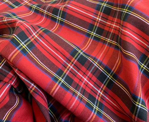 Cotton fabric red tartan - red,