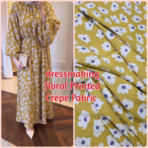 Yards printed crepe fabric - 4,