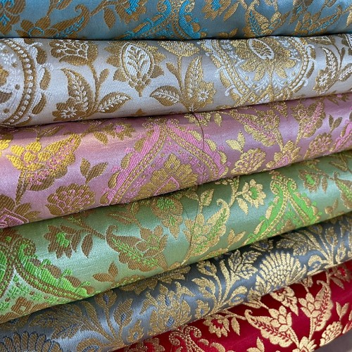 Floral weave brocade material - weave,