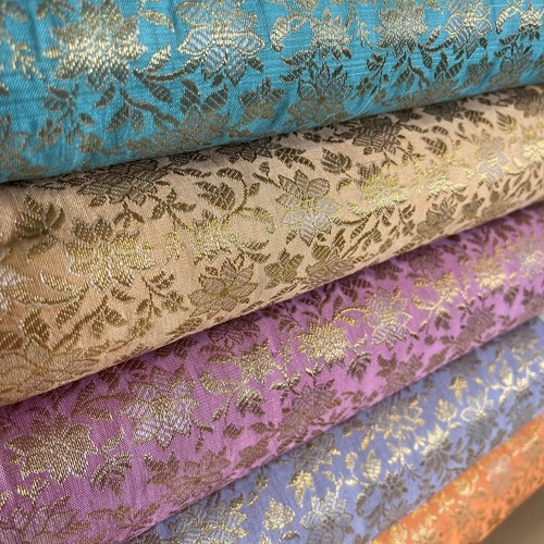 Metallic floral brocade fabric - floral,