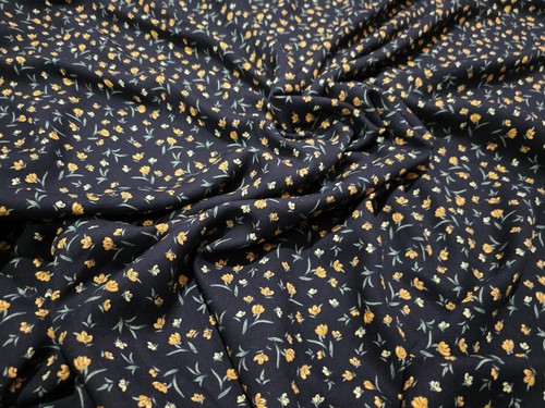 Printed black floral - yd,