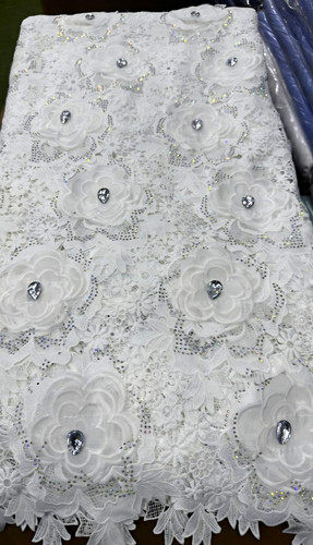 White floral beaded - white,