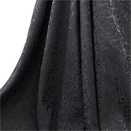 Black damask jacquard satin - damask,